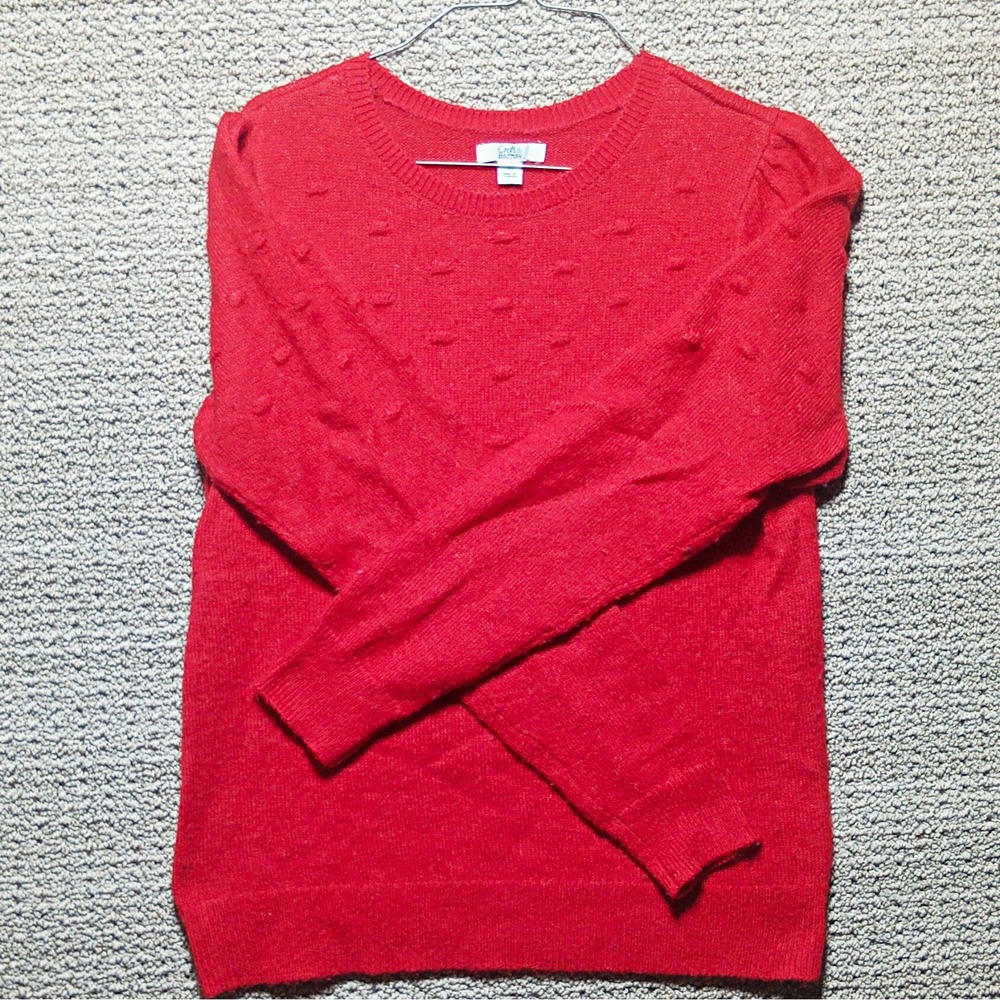Croft & Barrow Women's S Red Textured Knit Crew Neck Pullover Sweater #L7